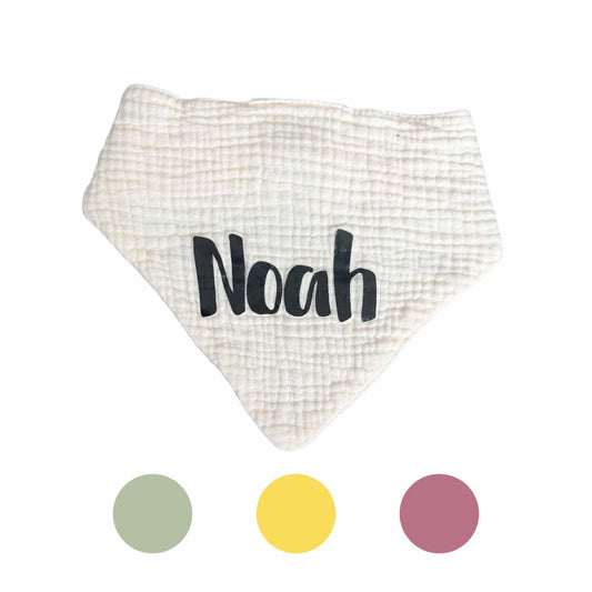 Musselin Halstuch personalisiert mit Namen | Sabbertuch | Babygeschenk zur Geburt | Geschenk für 0-2 Jahre