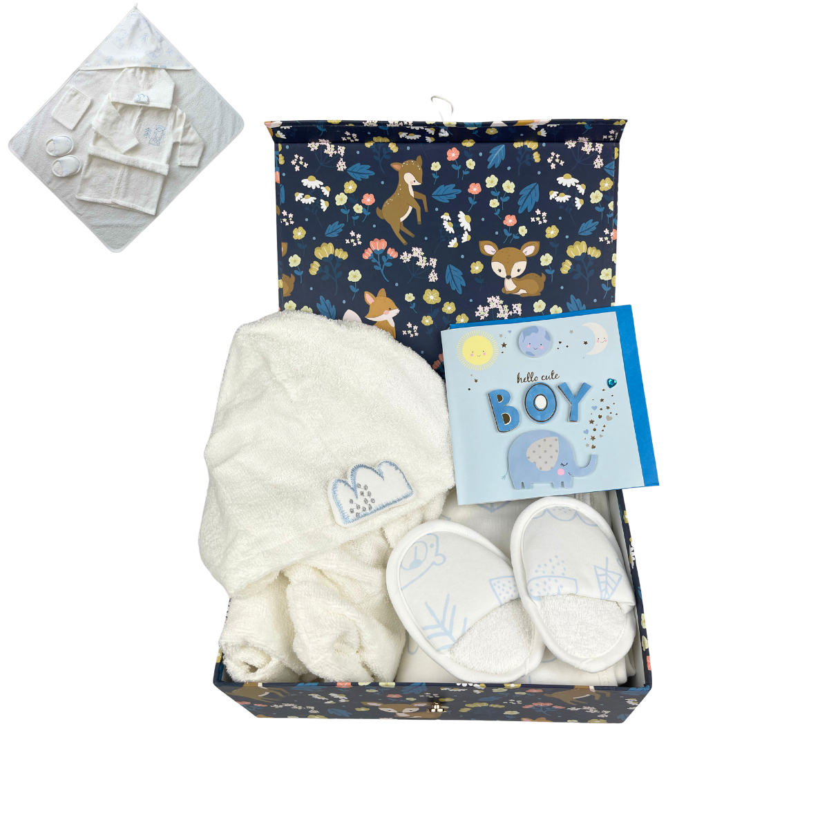 Baby Geschenkset zum 1. Geburtstag oder zur Geburt – 4-teiliges Badeset mit Bademantel, Kapuzenhandtuch, Waschhandschuh und Hausschuhen in rosa Geschenkbox