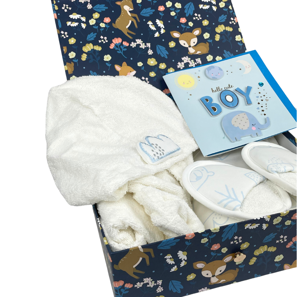 Baby Geschenkset zum 1. Geburtstag oder zur Geburt – 4-teiliges Badeset mit Bademantel, Kapuzenhandtuch, Waschhandschuh und Hausschuhen in rosa Geschenkbox